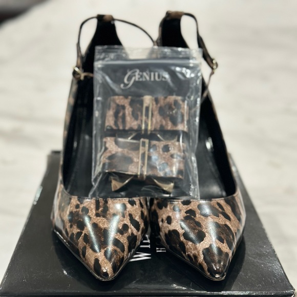 Leopard print heels with removable bow clips - Picture 6 of 6